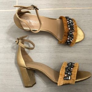 Aerosoles gold block heels